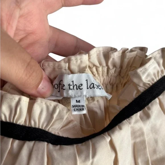 Cream and Black Pleated Tiered Maxi Sundress - Picture 6 of 7